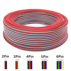 5m/10m/50m/100m 22AWG LED 와이어 케이블 2핀/3핀/4핀/5핀/6핀 WS2812B 5050 2835 5730 스트립 라이트용
