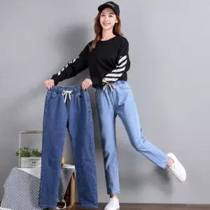 로로스키니 여성 밴딩 배기 청바지 하이웨스트 스판 데님