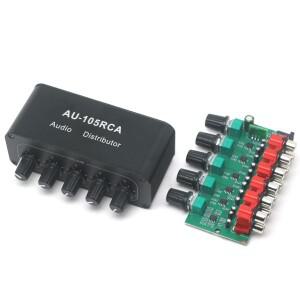 1입력 5 출력 스테레오 오디오 RCA 분배기 6dB 게인 믹서 NJM4580 전력 증폭기용 연산 DC 12V
