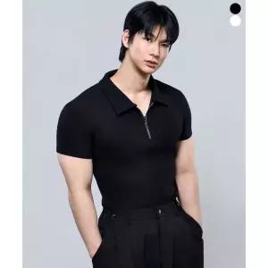 매장정품 PHYSICAL GARMENTS P2605 골지 카라 머슬핏 반팔티[2COLOR]
