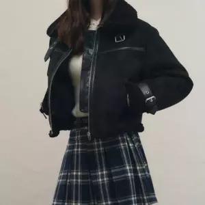 레더리 오블리크 스웨이드 무스탕 자켓 BLACK 4498805