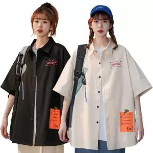 여성 남방 빅사이즈 오버핏 반팔 셔츠 블라우스 오픈 반팔셔츠