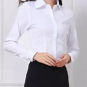 여성용 베이직셔츠 포멀 오피스 기본 카라넥 정장 유니폼 면접 긴팔 블라우스 셔츠 NL