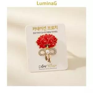 브로치 선물용 어버이날 스승의날 4cm 카네이션 금속 뱃지 장식 자...