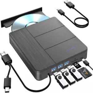 TYYWGD 7 in 1 외장 블루레이 드라이브 100G R/W BD DVD CD 플레이어 지원 Windows XP/7/8/10/11 Mac