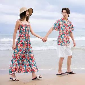 하와이안 커플룩 신혼여행 커플룩 바캉스 원피스 휴양지 커플룩 허니문 커플룩 하와이안 원피스 허니문룩