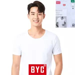 BYC 순면 남성 반팔 런닝 티셔츠 남자 티반 흰색 기본 베이직 이너웨어 비와이씨 주니어 90~110 BYC1903