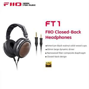 FiiO FT1-새 버전 폐쇄형 오버이어 섬유 복합 다이어프램 Hi-Fi 헤드폰 스튜디오용 미국산 호두나무