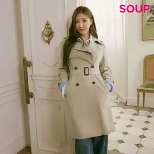 [롯데백화점]SOUP 더블 베이직 미디 트렌치코트 SB3BB90