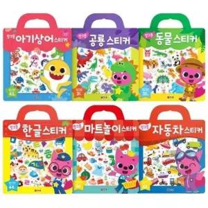 [무료배송] co 핑크퐁 가방 스티커북 6종세트 한글 자동차 공룡