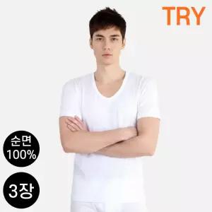 [3매] 트라이 남성 순면 반팔 런닝 남자 내의
