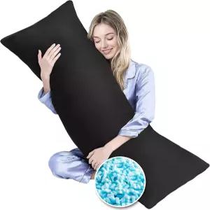 매직 엘리펀트 바디 필로우 메모리폼 침대 및 수면용 롱 커버 포함 풀 인서트 블랙 20x54인치