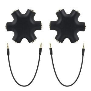 2PC 멀티  오디오 분배기 3.5mm 5 잭 암 커넥터 어댑터 스테레오 케이블 포함 20cm 디지털