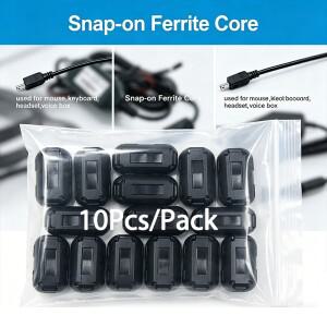 10Pcs 3.5/5/7/9/13/15mm 링 코어 페라이트 비드 클램프 초크 EMI RFI 노이즈 필터 클립 스냅 케이블 (블랙