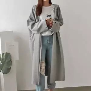[유야]99까지 면 무지 후드 긴팔 롱가디건 간절기 아우터 VC0024H 빅사이즈 루즈핏 .._P345281514