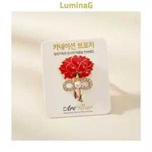 브로치 선물용 어버이날 스승의날 4cm 카네이션 금속 뱃지 장식 자켓 코트-WFQBS74