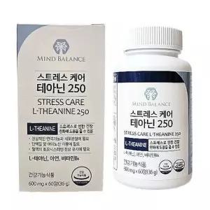[하프클럽/기타]마인드밸런스 스트레스케어 테아닌 250 600mg 60정 아연 비타
