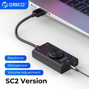 ORICO 사운드 카드 외부 USB 인터페이스 3.5mm 스테레오 마이크 오디오 볼륨 조정 노트북 플스호환 헤드셋