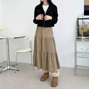 GAA FW1044W 골덴 캉캉 밴딩 플레어 롱스커트