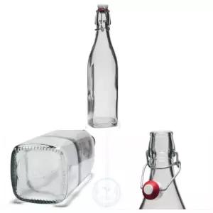 이지리치 1000ML 투명사각 스윙유리병 가정용물병 저그물병