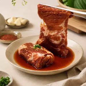 미트클레버 멍석말이 돼지왕구이 750g 뼈없는 돼지갈비 칼집 구이 캠핑