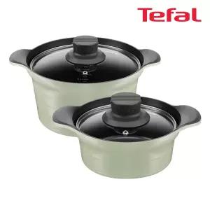 [테팔] 인덕션 티타늄 아로마 통주물 2종세트 (뚝배기 18cm + 양수냄비 24cm)