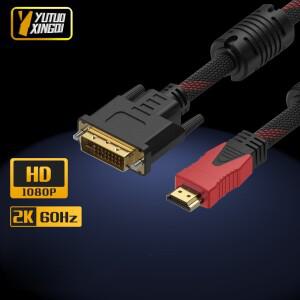 1080P HDTV-DVI 24+1 편조 케이블(DVI HD 비디오 연결 포함) 컴퓨터 모니터 TV 프로젝터 변환기