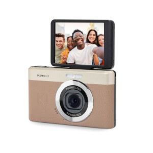 KODAK PIXPRO C1 13MP 컴팩트 디지털 카메라 26MM 고정 렌즈 브라운 | 1080P 풀 HD 비디오 2.8인치 180도 플립 스크린 F2.0 내장 리튬이온 배터리 셀피용