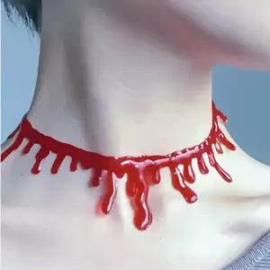 2P 할로윈 호러분장 흐르는피 초커 목걸이 어린이집 호러연출 코스튬