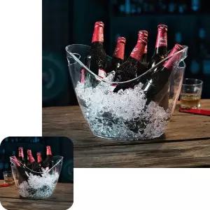굿테라 보냉 캠핑 얼음통 아이스버킷 맥주 양동이 바스켓 샴페인 와인 4L 투명