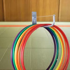 학교 체육교구 자물쇠 잠금장치 벽부착형 후프 걸이대 43cm 철재 체육관 바퀴식