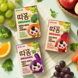 빙그레 따옴 유기농주스 사과/오렌지/적포도 120ml 24팩