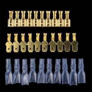 투명 절연 슬리브 포함 스페이드 터미널  암수 와이어 커넥터  크림프 2.8mm  6.3mm  200 개