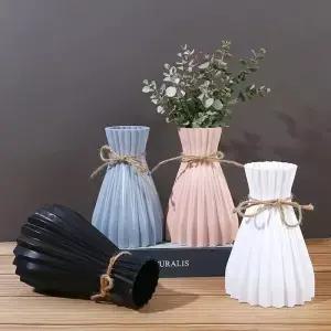 크리 에이 티브 종이 접기 꽃병 유럽 Pleated 플라스틱 허리 스타일 마른 꽃 병 현대