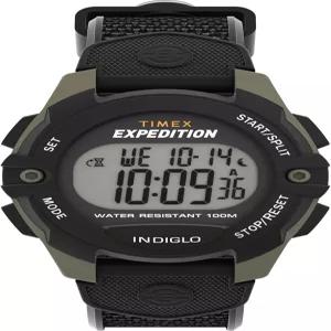 타임엑스 남성 익스페디션 41mm 시계 - 블랙 스트랩 디지털 다이얼 그린 케이스