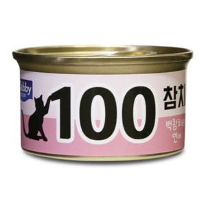 테비 100참치 고양이캔 백참치와 연어80gX24개(1박스)