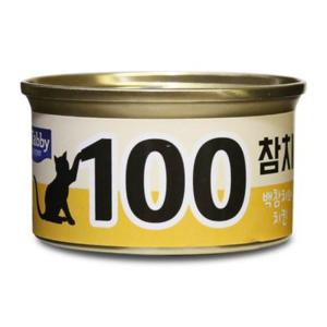 테비 100참치 고양이캔 백참치와 치킨80gX24개(1박스)