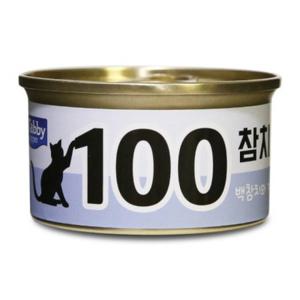 테비 100참치 고양이캔 백참치와 게80gX24개(1박스)