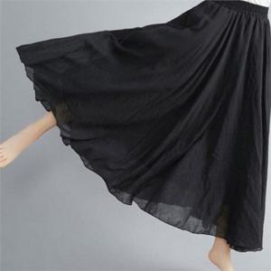 여성 밴딩 롱 치마 여성 a라인 롱 스커트 빅사이즈 플레어 여름 안감 아사