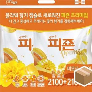 리필용 섬유 유연제 2100mlx8입 대용량 섬유 유연제 오래가는 플라워 세탁용 리필 생활 가정용 미모사