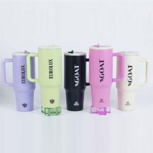 손잡이 보온컵 1200ml 1P 접이식 빨대 대용량 물병