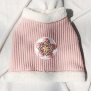 강아지 꽃무늬 누빔 털배자 핑크 1P 명절 조끼 한복