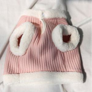 강아지 꽃무늬 누빔 털배자 핑크 2XL 1P 명절 조끼