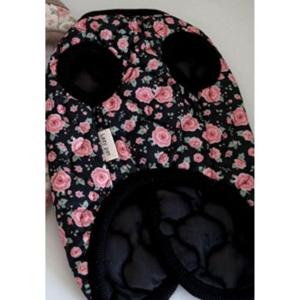 강아지 꽃무늬 퀼팅 패딩 조끼 블랙 2XL 1P 똑딱이