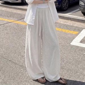 아이스 밴딩 벌룬 와이드 린넨 팬츠 여름 바지