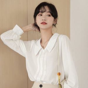 여자 빅카라 셔링 블라우스 셔츠 화이트 오피스룩