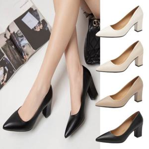 편한 스틸레토 뾰족코 통굽 정장구두 여자 펌프스힐