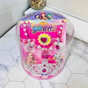 어린이 공주 왕관 어린이 보석 왕관 여아 아동 유아 주얼리 목걸이 장난감 귀걸이 코스튬 놀이 역할