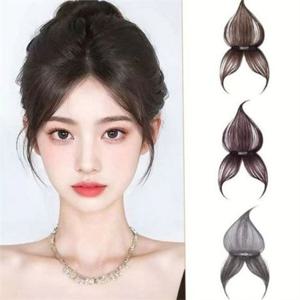 여성 앞머리 가발 여성 정수리 가발 시스루 똑딱이 흰머리 탈모 커버 부분 인모