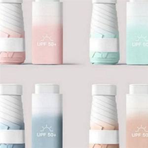컴팩트 휴대용 양산 초미니 휴대용 양산 가벼운 접이식 초경량 여성 카메라 겸용 등산 5단 자동